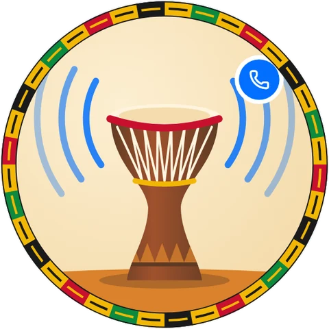 Un tam-tam qui envoie des ondes, et un téléphone